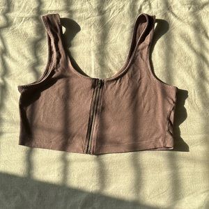 Purple zipper crop top